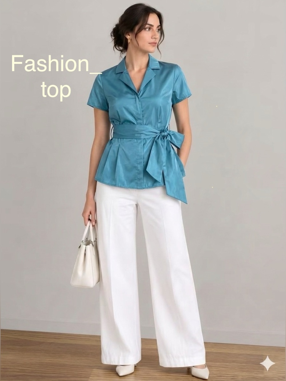 Lafayette 148 New York Teal Blue Zip-Front Tie-Waist Peplum Blouse Size 16 NWOT